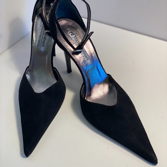 MARIANO FABIANI WOMEN'S DRESS PUMP BLACK AND BEJEWELED SIZE 40 - Picture 2 of 10